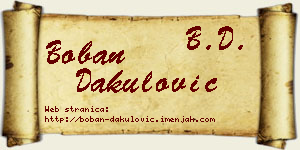 Boban Dakulović vizit kartica